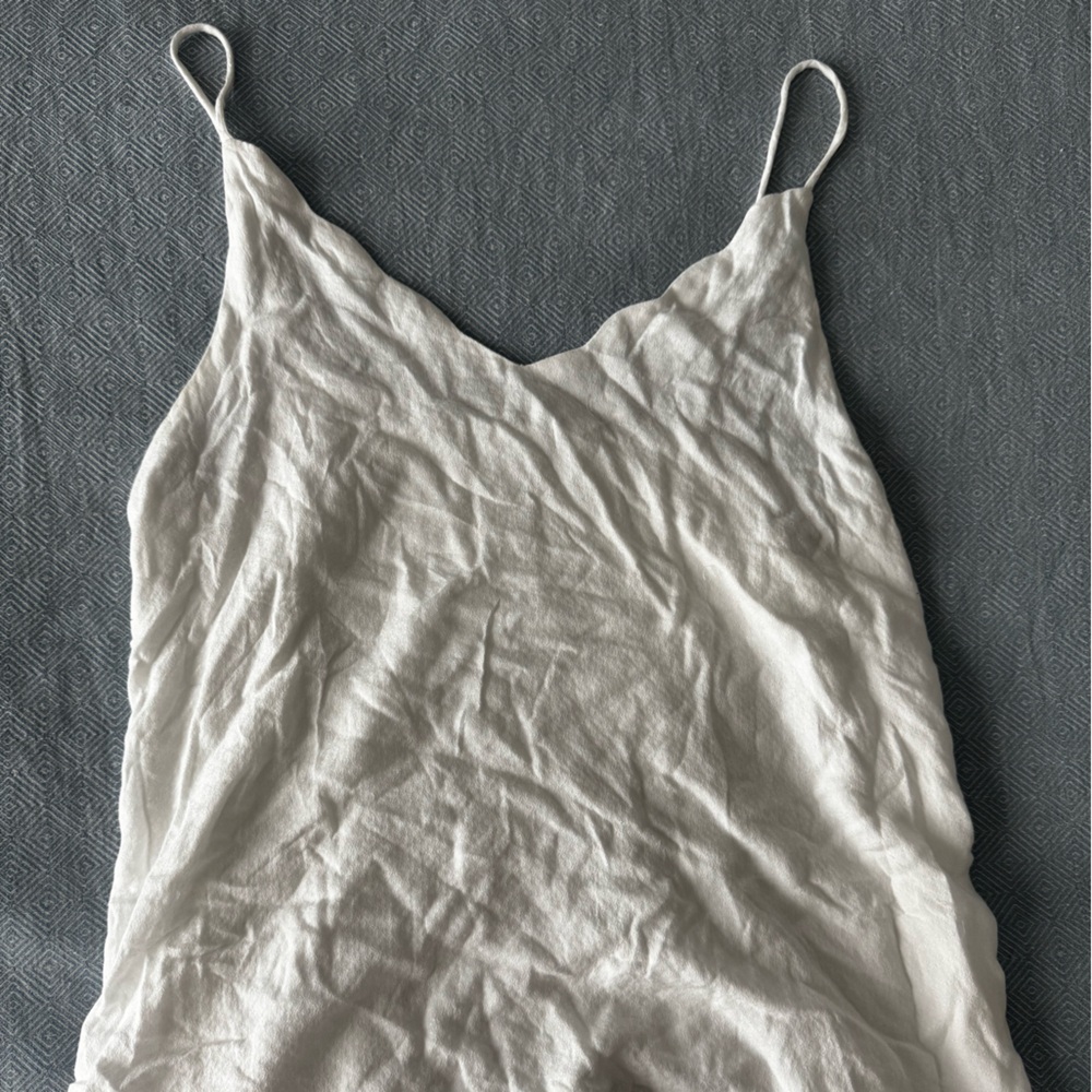 Altar’d State Elegant White Women's Scalloped V-Neck Top